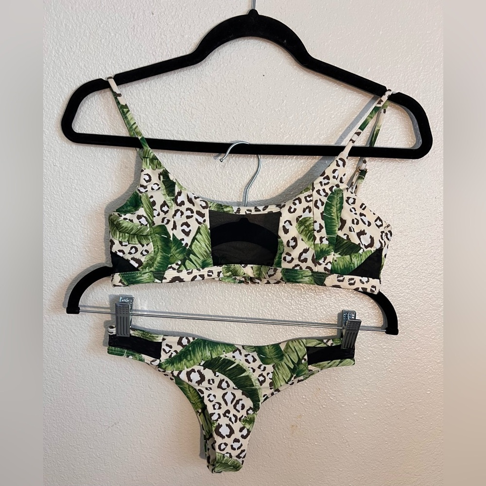 Issa de’ Mar Palm + Cheetah Print Bikini Set – Size S